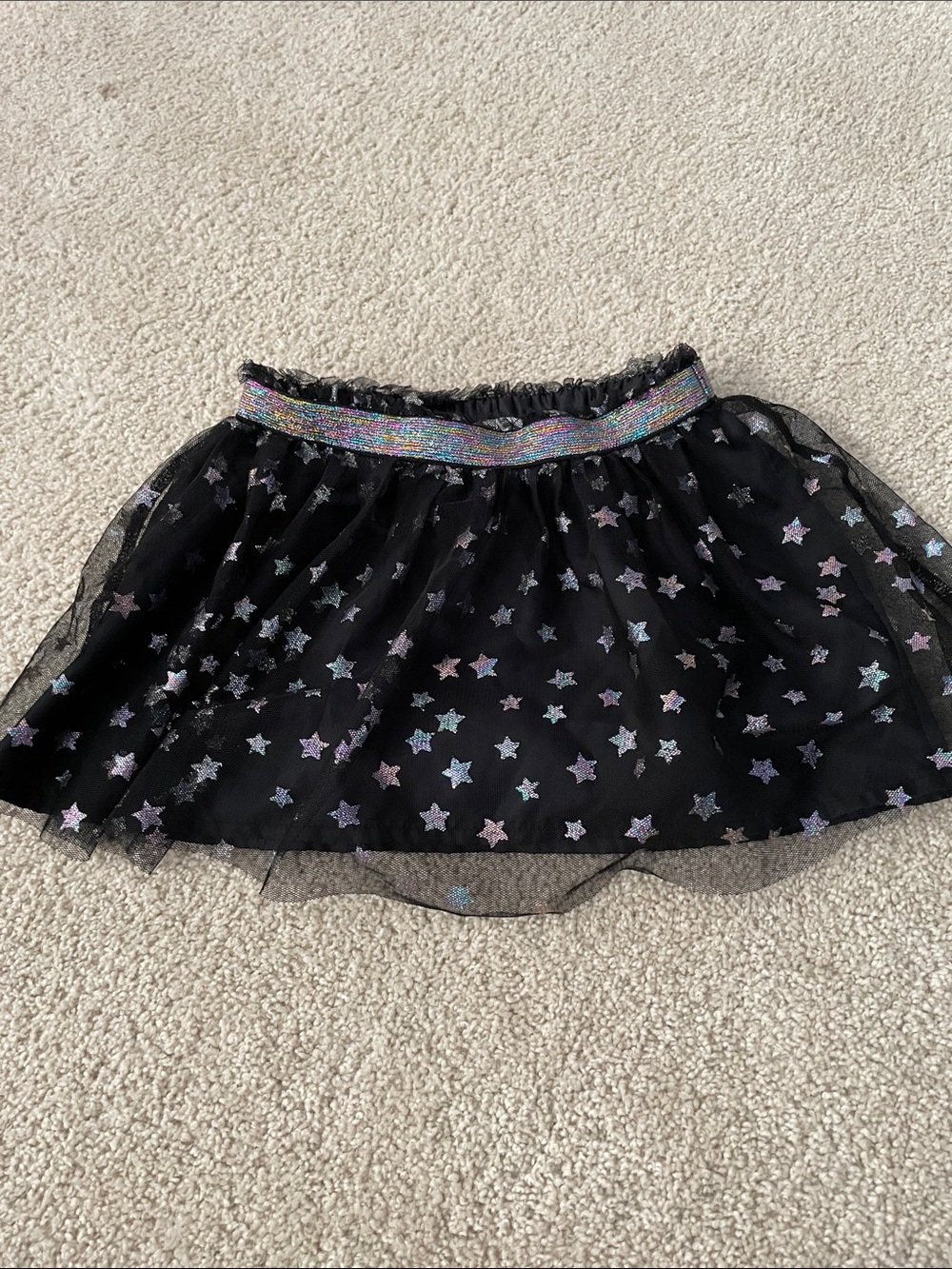 Cat & Jack Black Star Mesh Skirt with Iridescent Waistband